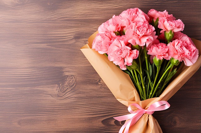 ピンク色のカーネーションの花束