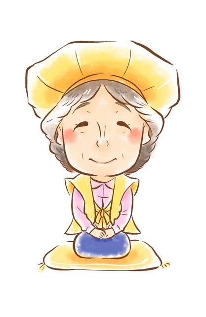 黄色いちゃんちゃんこを着たおばあちゃん
